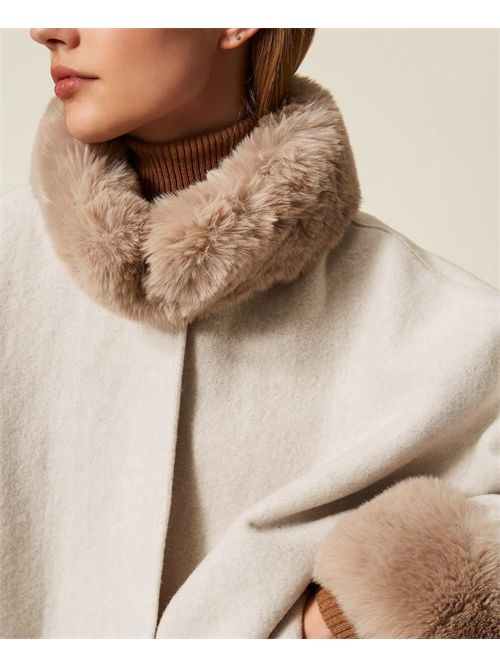 Poncho in panno e faux fur TWINSET | TO5130/00282